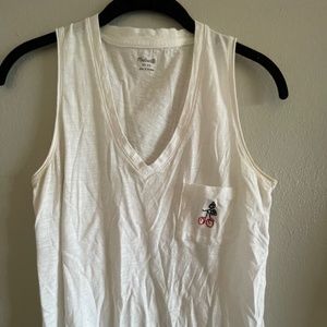 V-Neck White Pocket Tank w/ Cherry